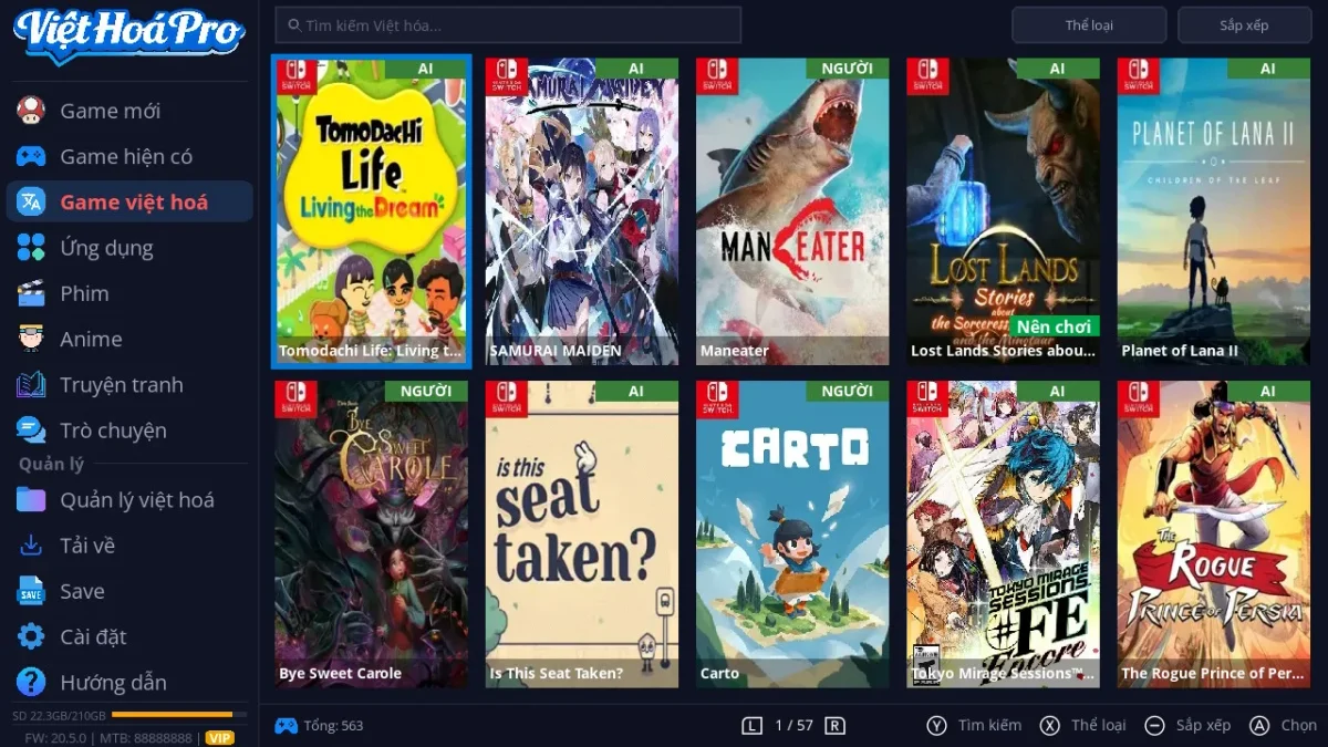 Cài đặt app Việt Hóa Pro lên máy nintendo switch