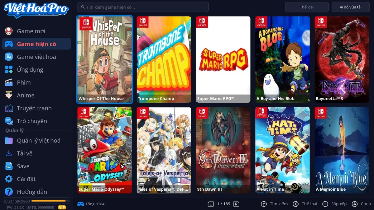 Cài đặt app Việt Hóa Pro lên máy nintendo switch